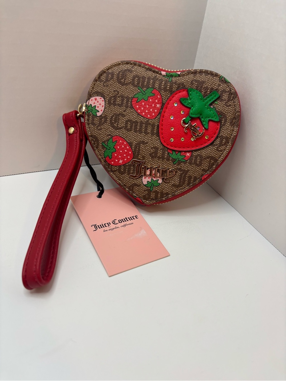 Juicy Couture Strawberry Heart Coin Purse Wristlet